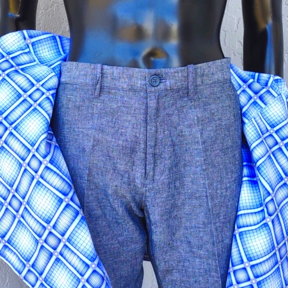 J. CREW Men's "SUTTON" Luxury Linen/Cotton Blend Flat Front Trousers - Picture 14 of 17